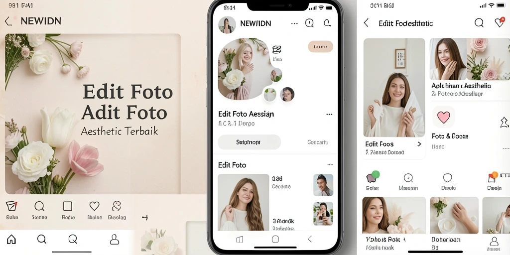 Antarmuka pengguna NEWIDN untuk editing foto aesthetic.